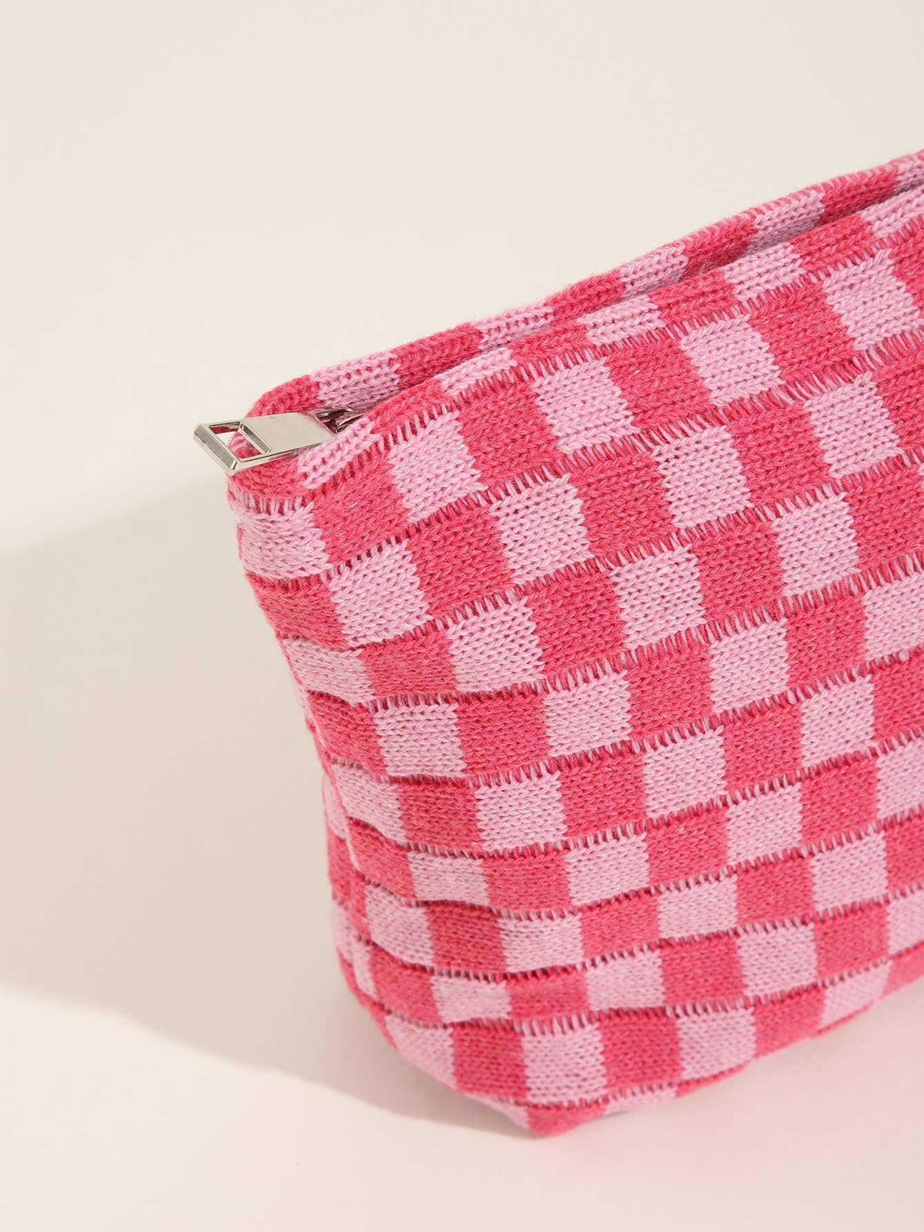 Checkered Cosmetic Makeup Pouch Clutch Bag