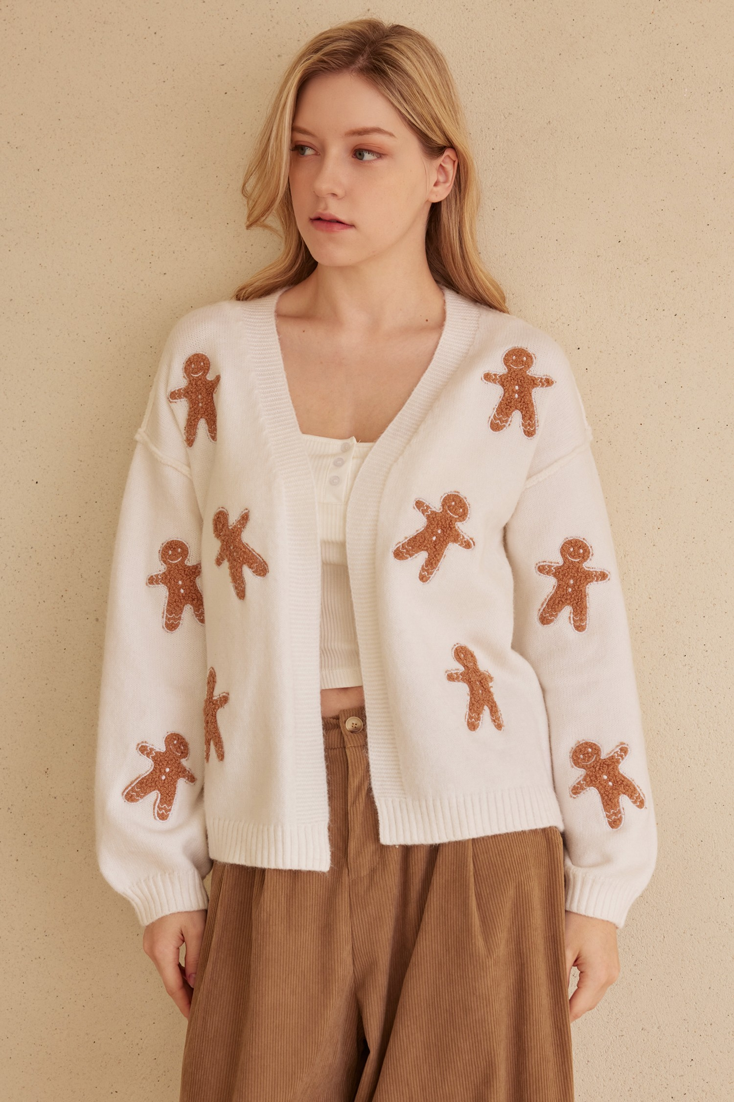 Gingerbread Man Patch Cardigan