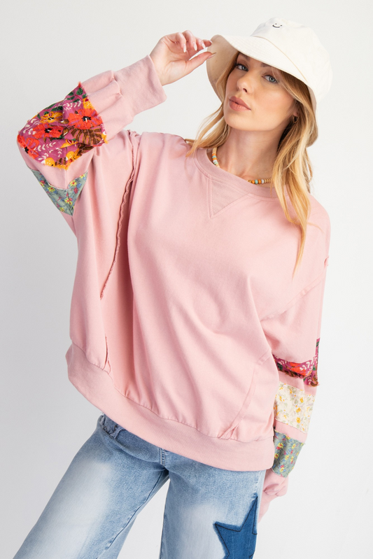 Blooming Around Terry Knit Pullover