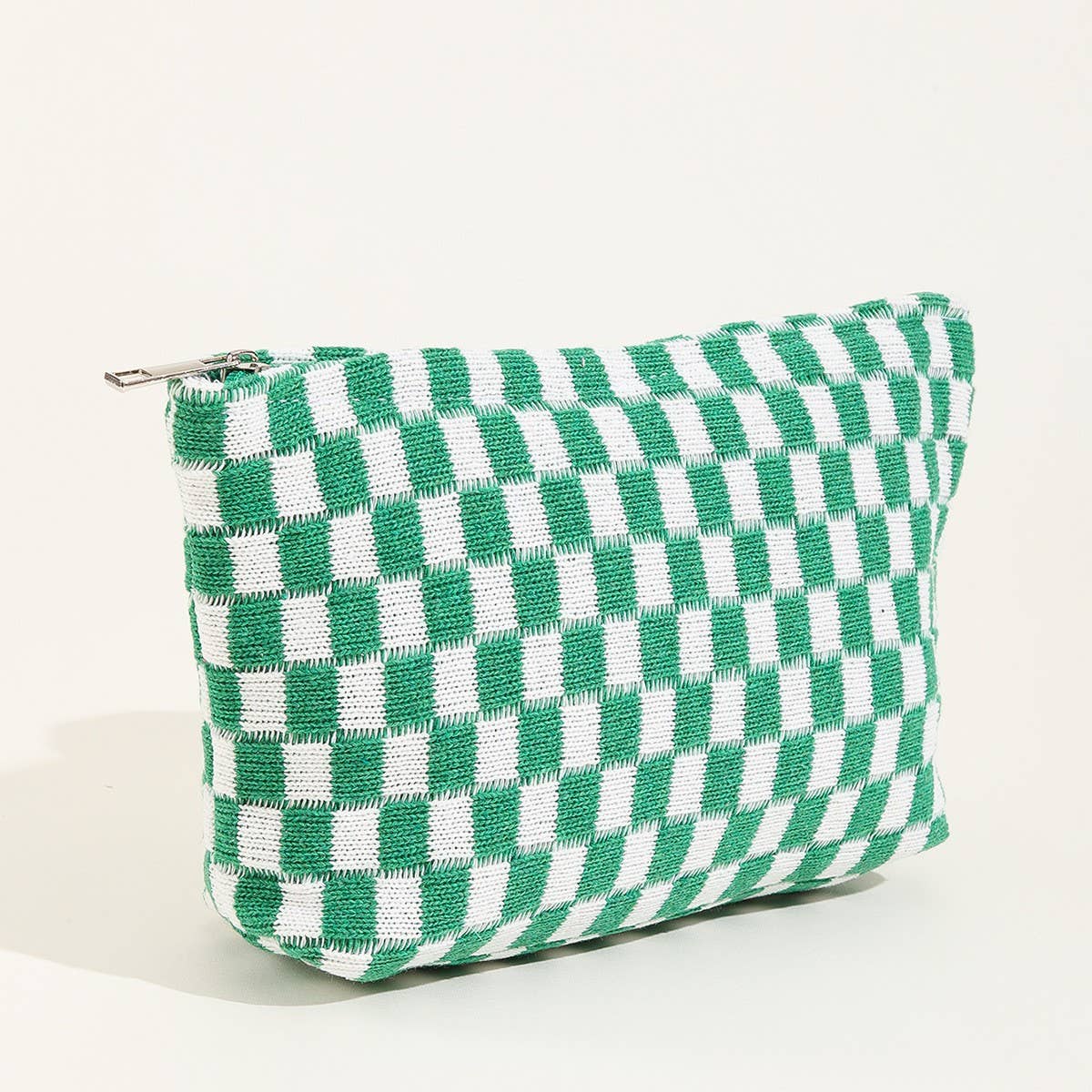 Checkered Cosmetic Makeup Pouch Clutch Bag