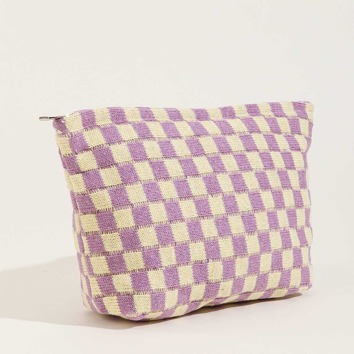 Checkered Cosmetic Makeup Pouch Clutch Bag