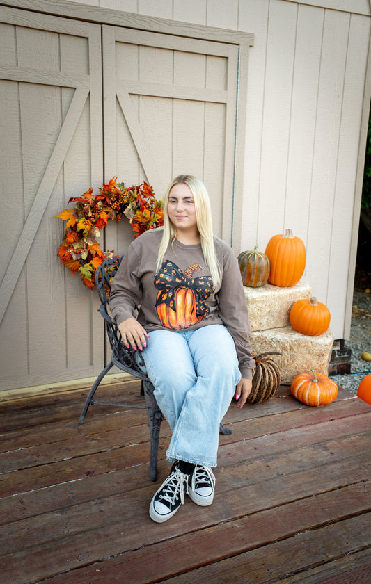 Leopard Pumpkin Espresso Long Sleeve Graphic Tee