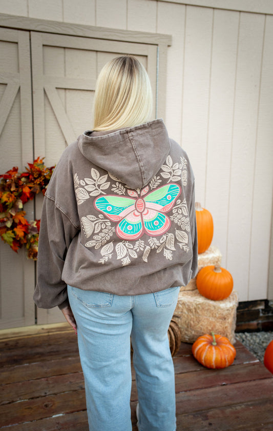 Fly Away Butterfly Print Hoodie