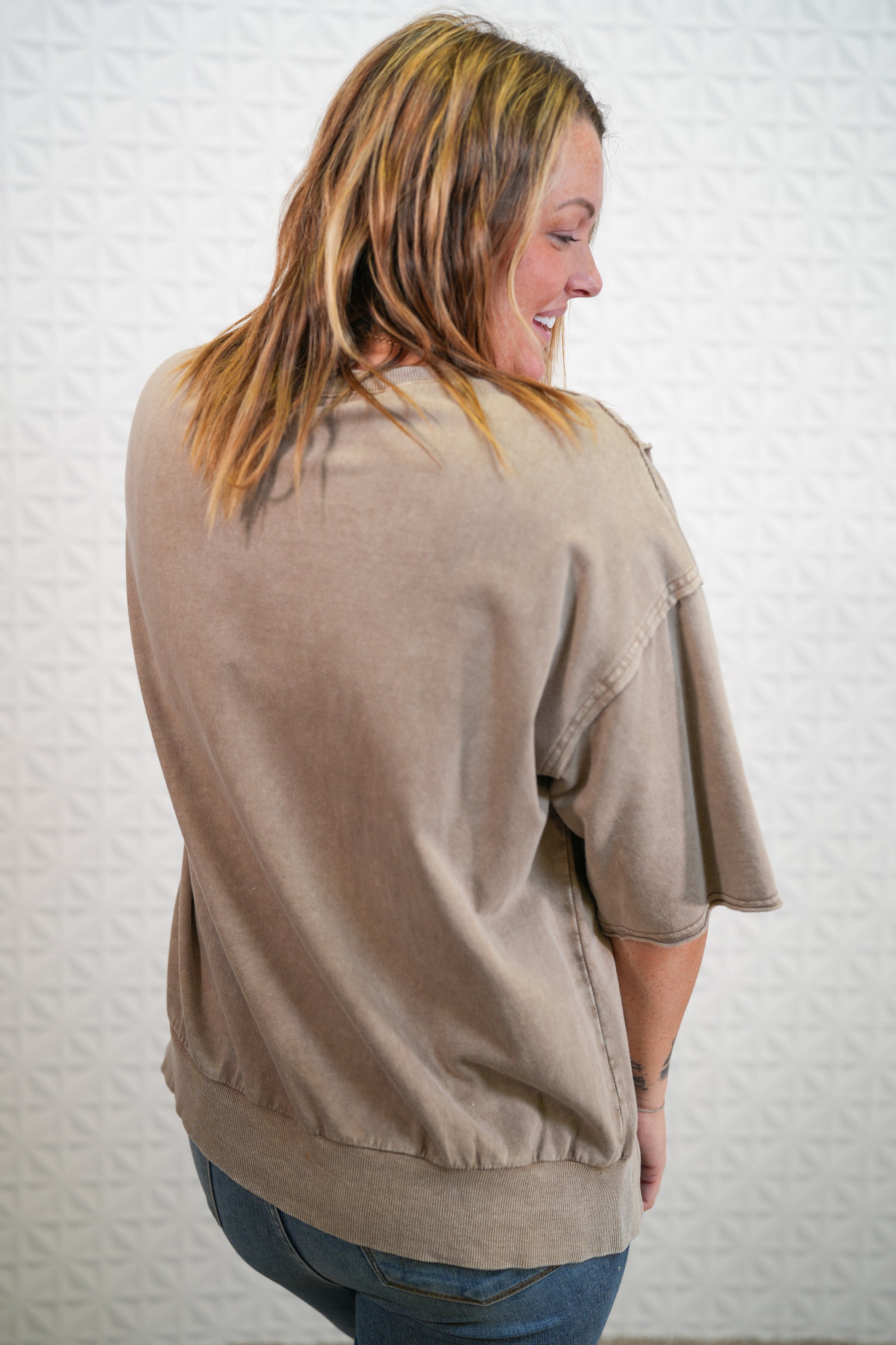 Here To Stay Mineral Washed Terry Knit Top - Buttercup Lynne Boutique