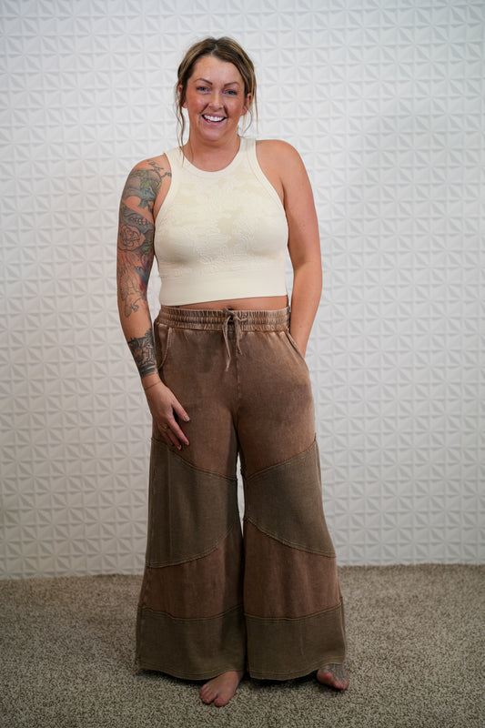 Fresh Finds Washed Thermal Mixed Terry Pants - Buttercup Lynne Boutique