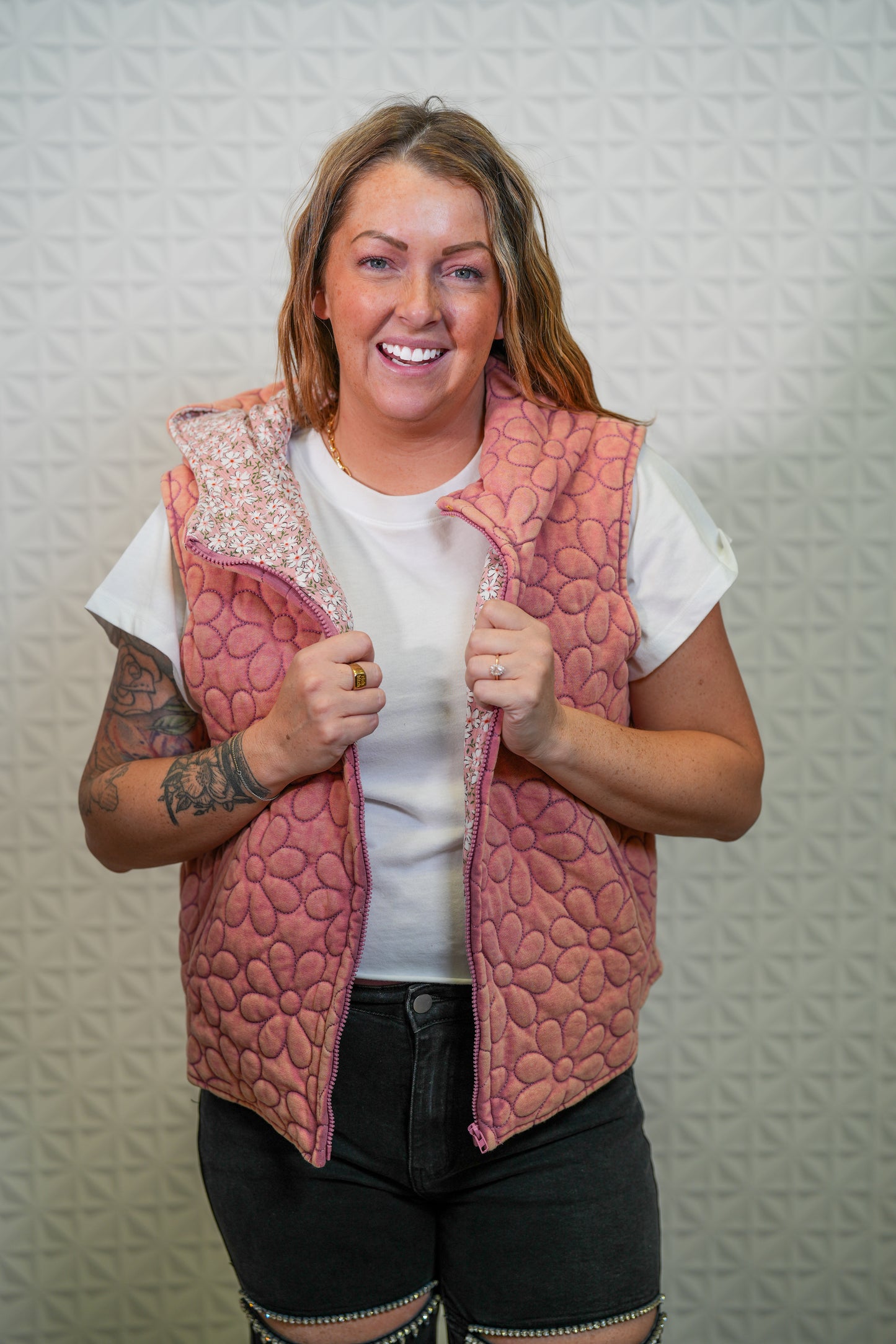 Dreamy Flowers Quilted Hooded Vest