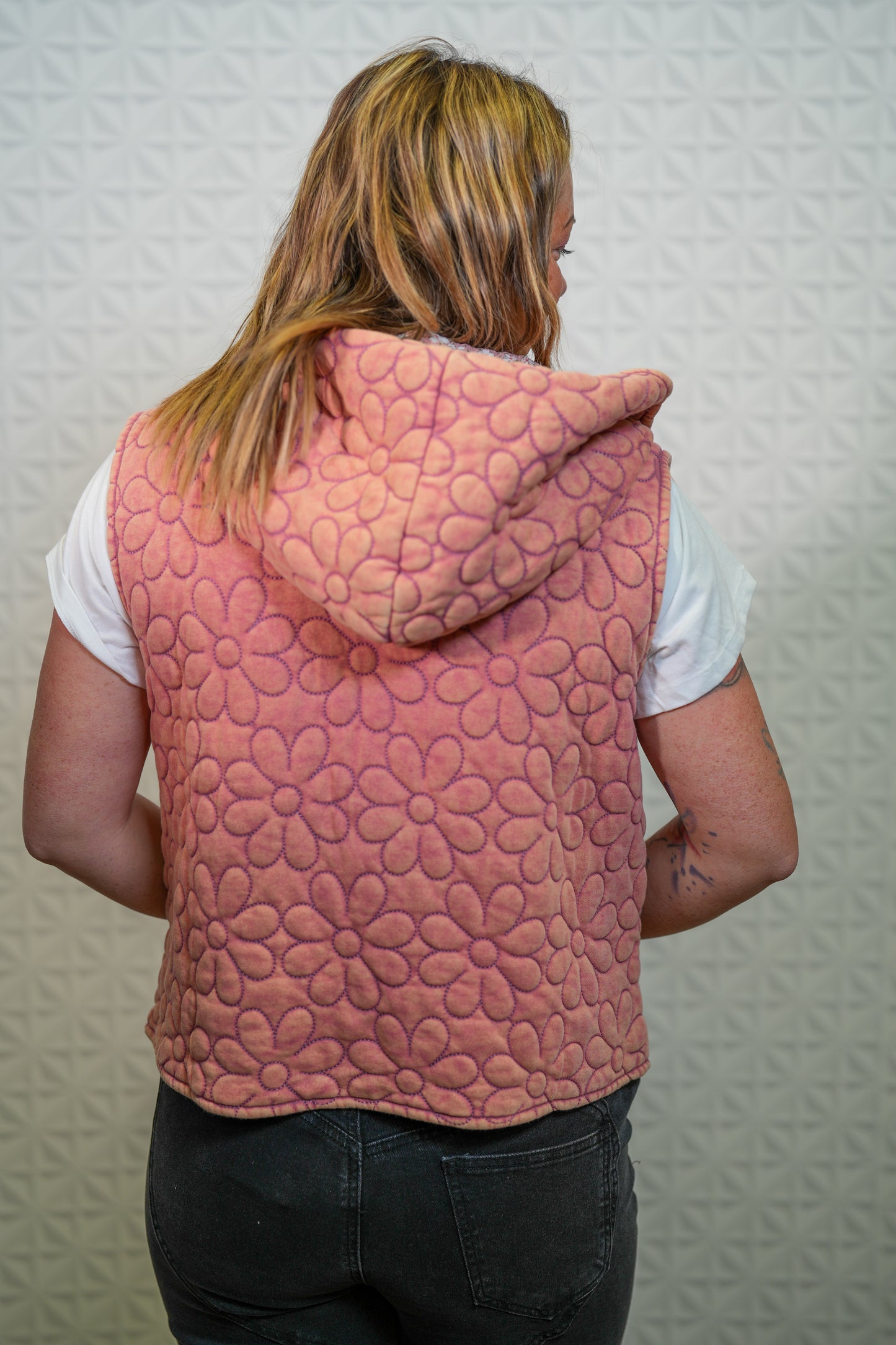 Dreamy Flowers Quilted Hooded Vest