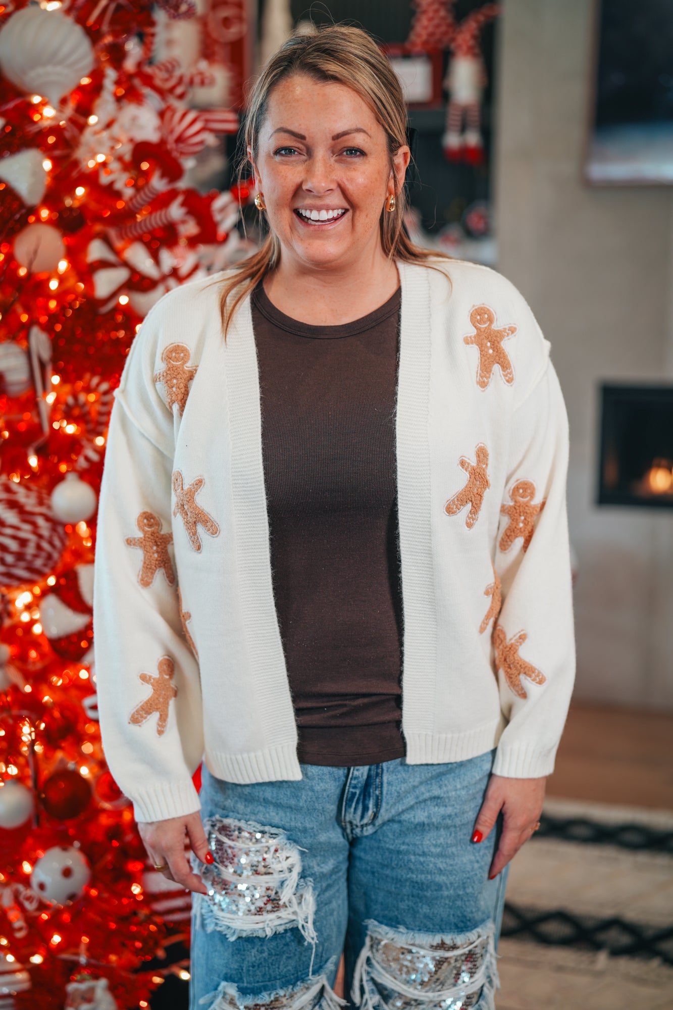 Gingerbread Man Patch Cardigan