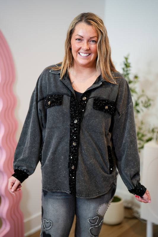 Reach For The Sky Long Sleeve Button Down Top