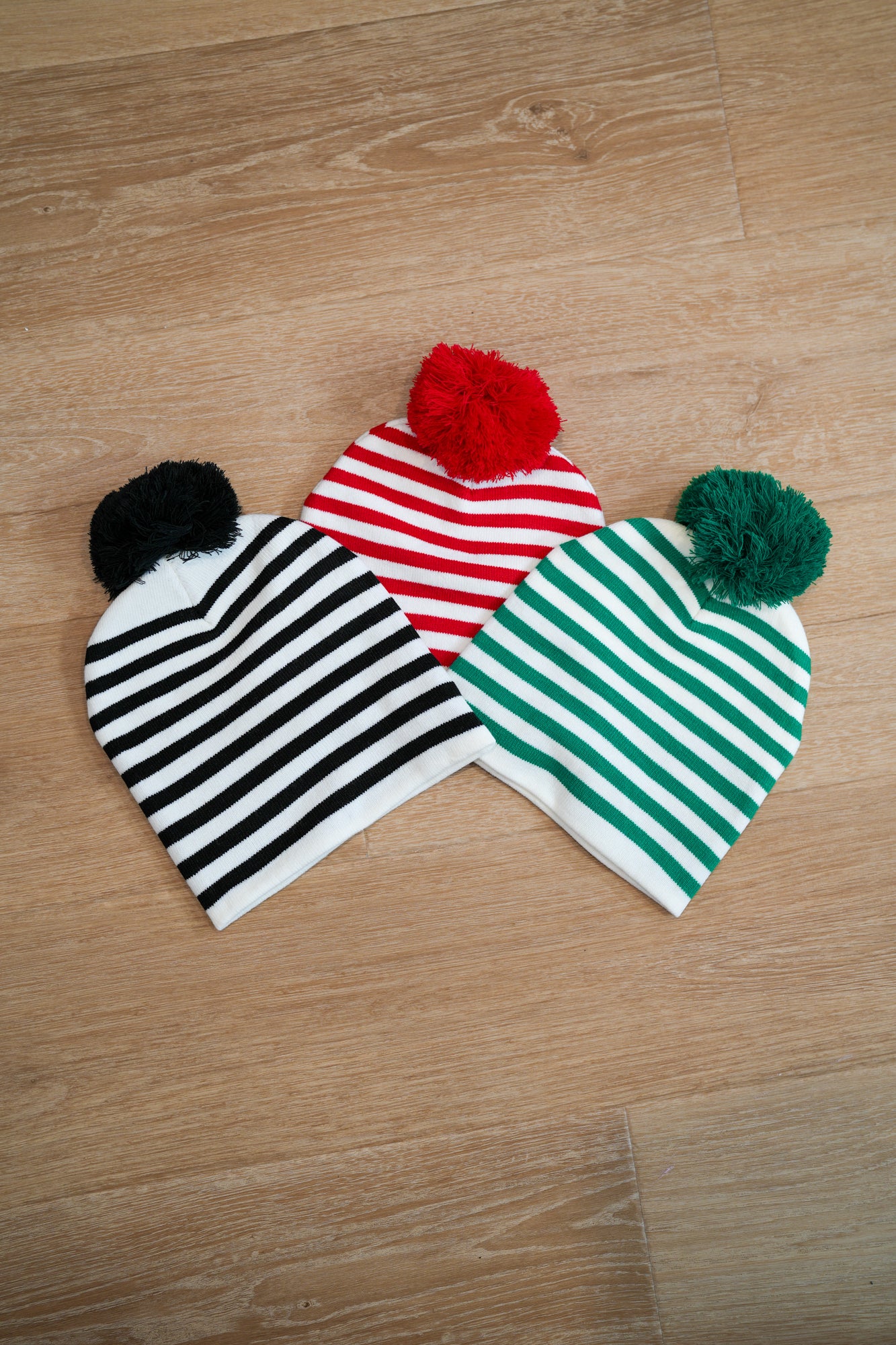 Stripe Beanie with Pom Pom