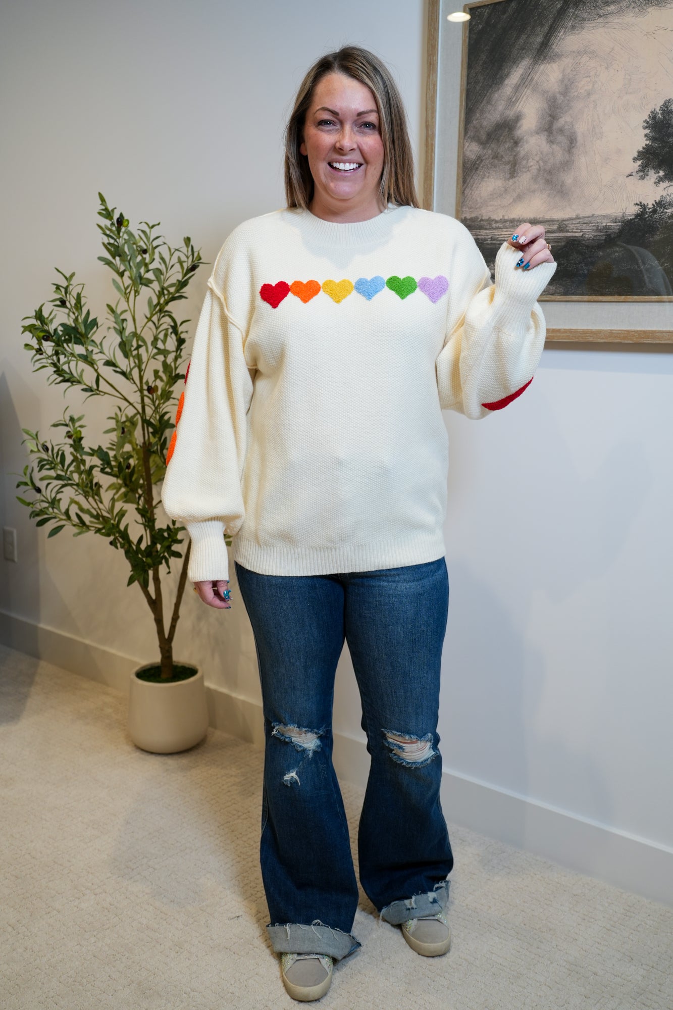 Rainbow Heart Sweater - Buttercup Lynne Boutique