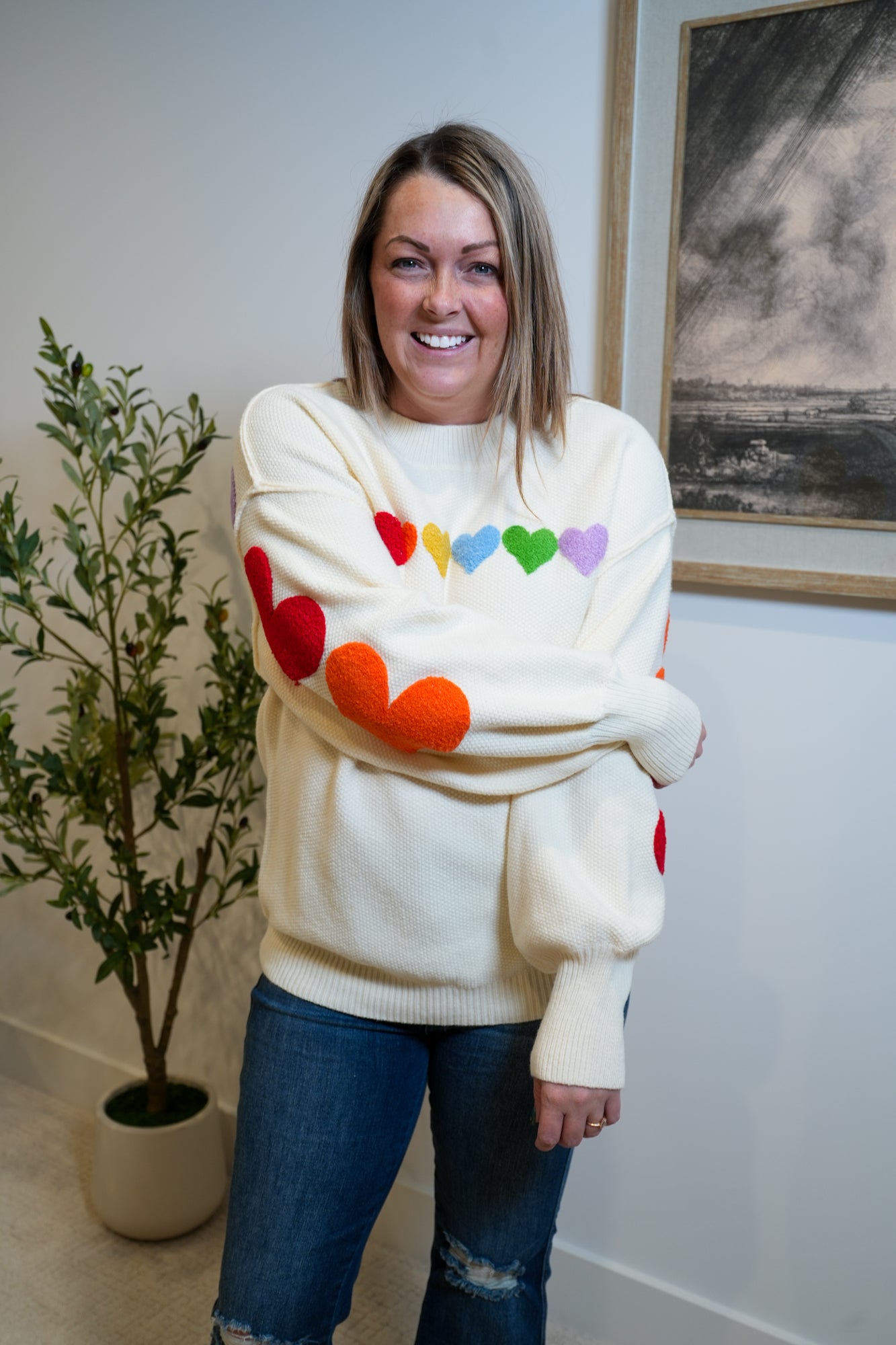 Rainbow Heart Sweater - Buttercup Lynne Boutique