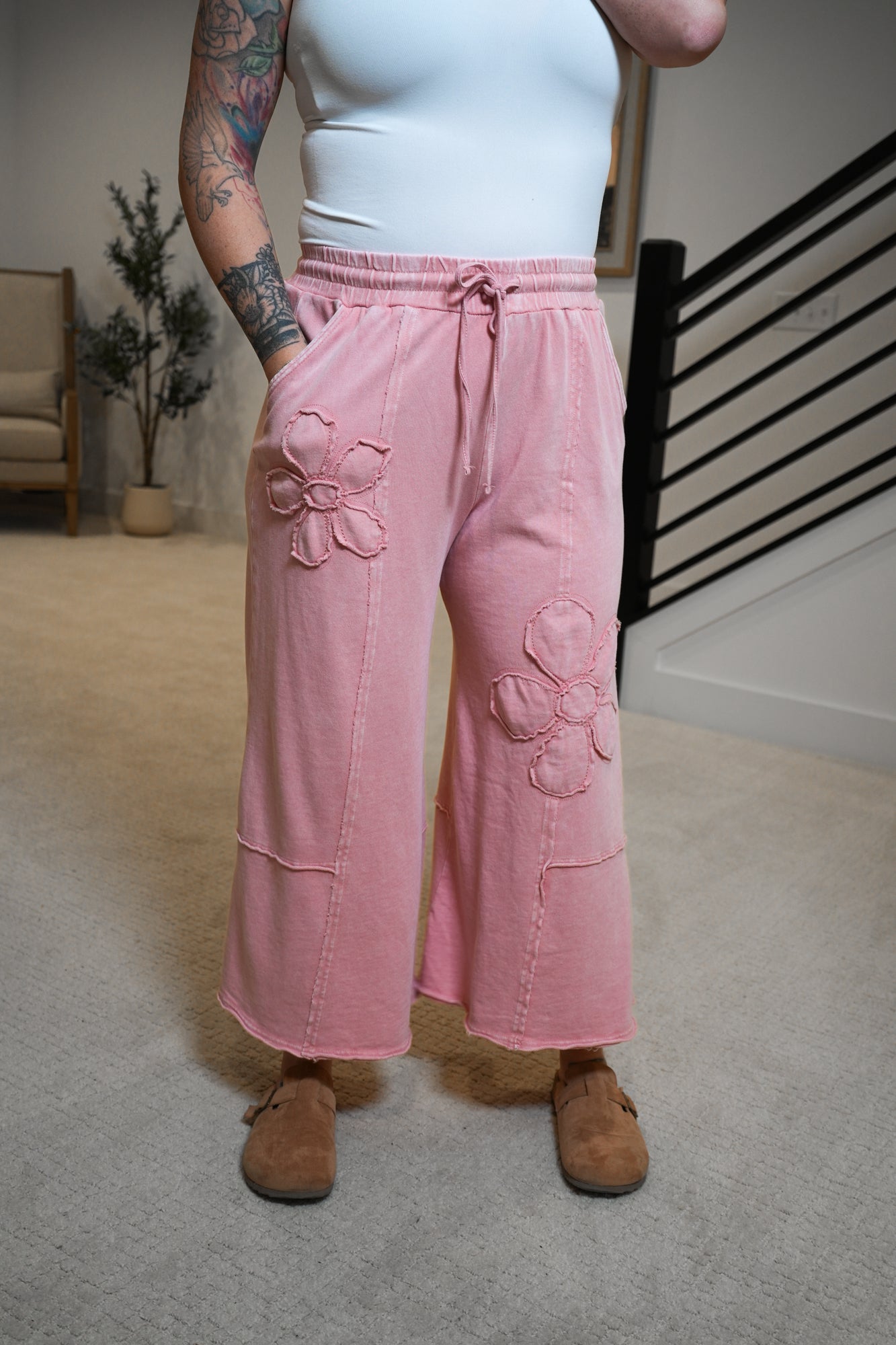 Flower Patch Mineral Washed Pants - Buttercup Lynne Boutique