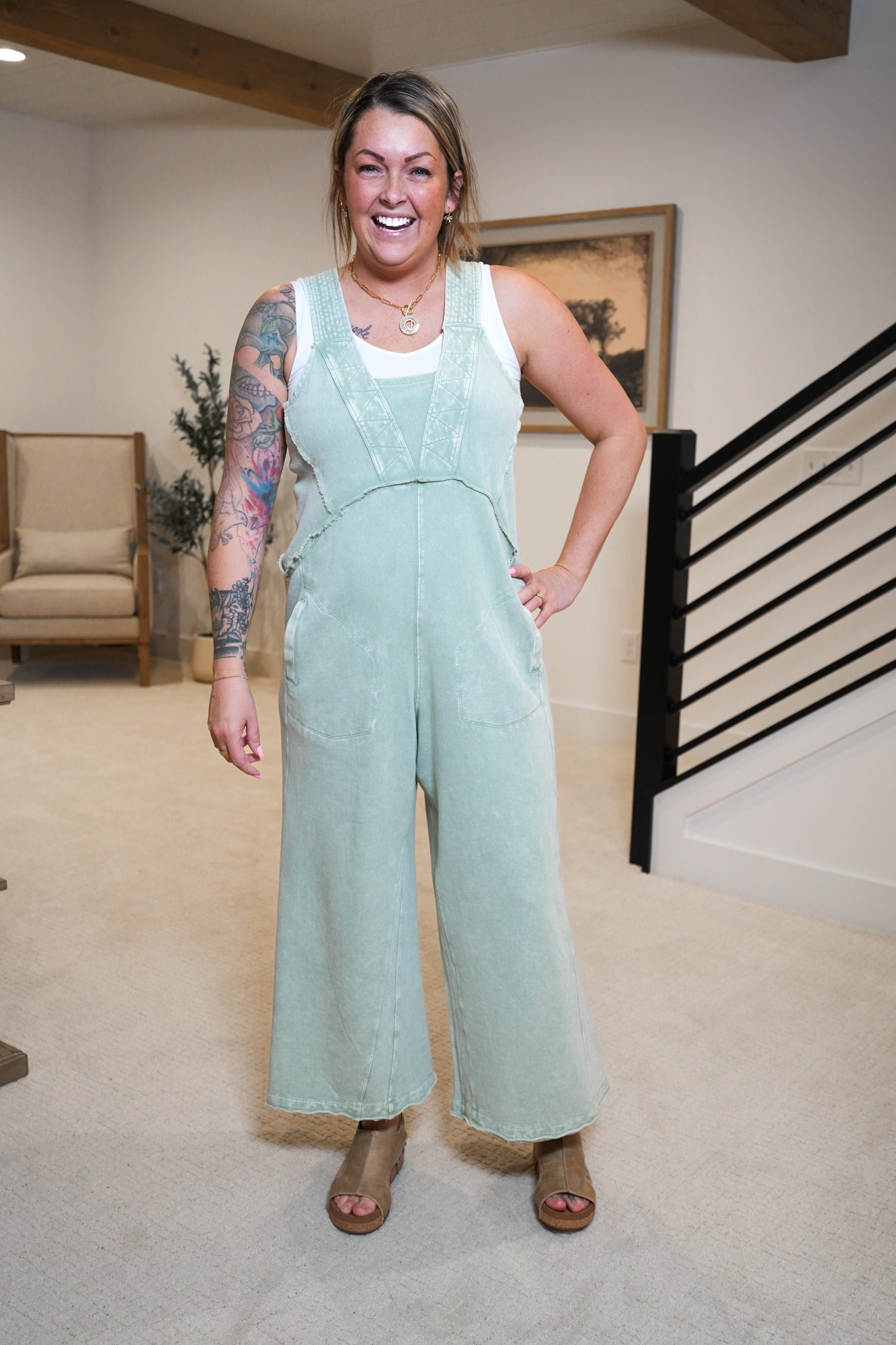 See It Through Mineral Washed Jumpsuit - Buttercup Lynne Boutique