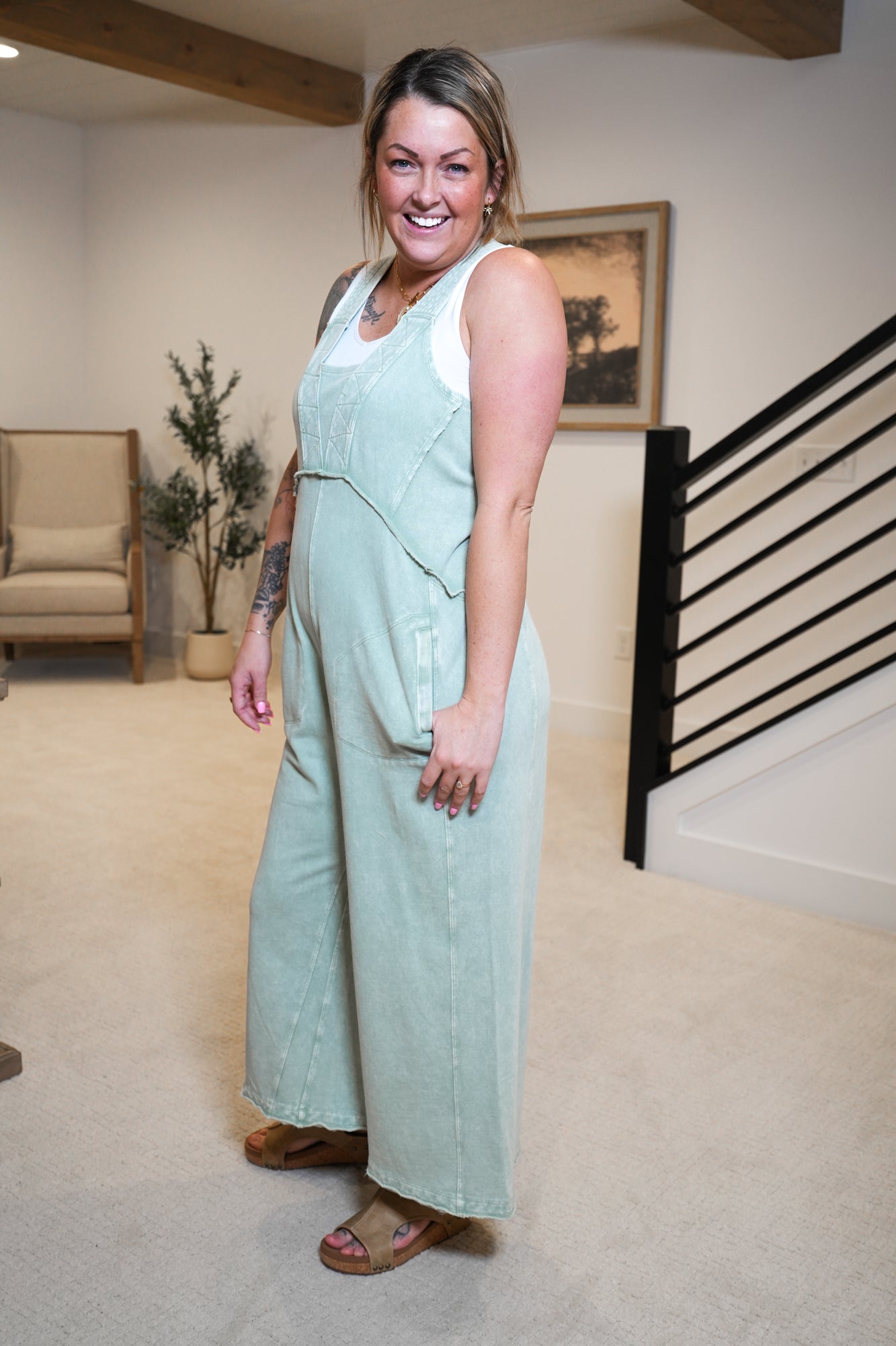 See It Through Mineral Washed Jumpsuit - Buttercup Lynne Boutique