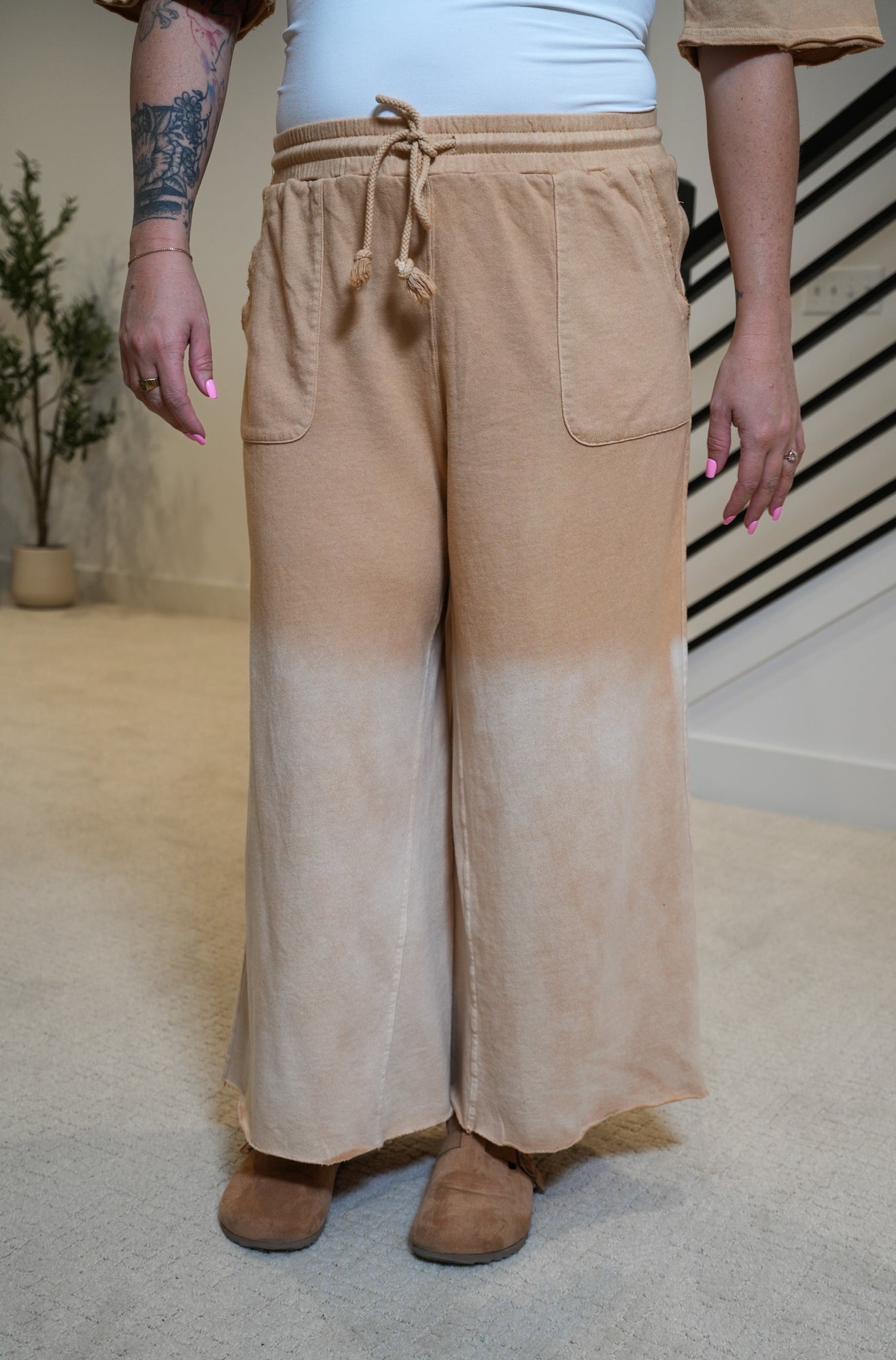 There for You Deep Dye Terry Knit Palazzo Pants - Buttercup Lynne Boutique