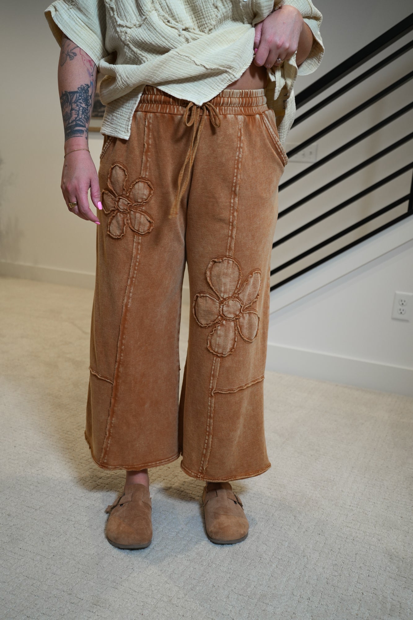 Flower Patch Mineral Washed Pants - Buttercup Lynne Boutique