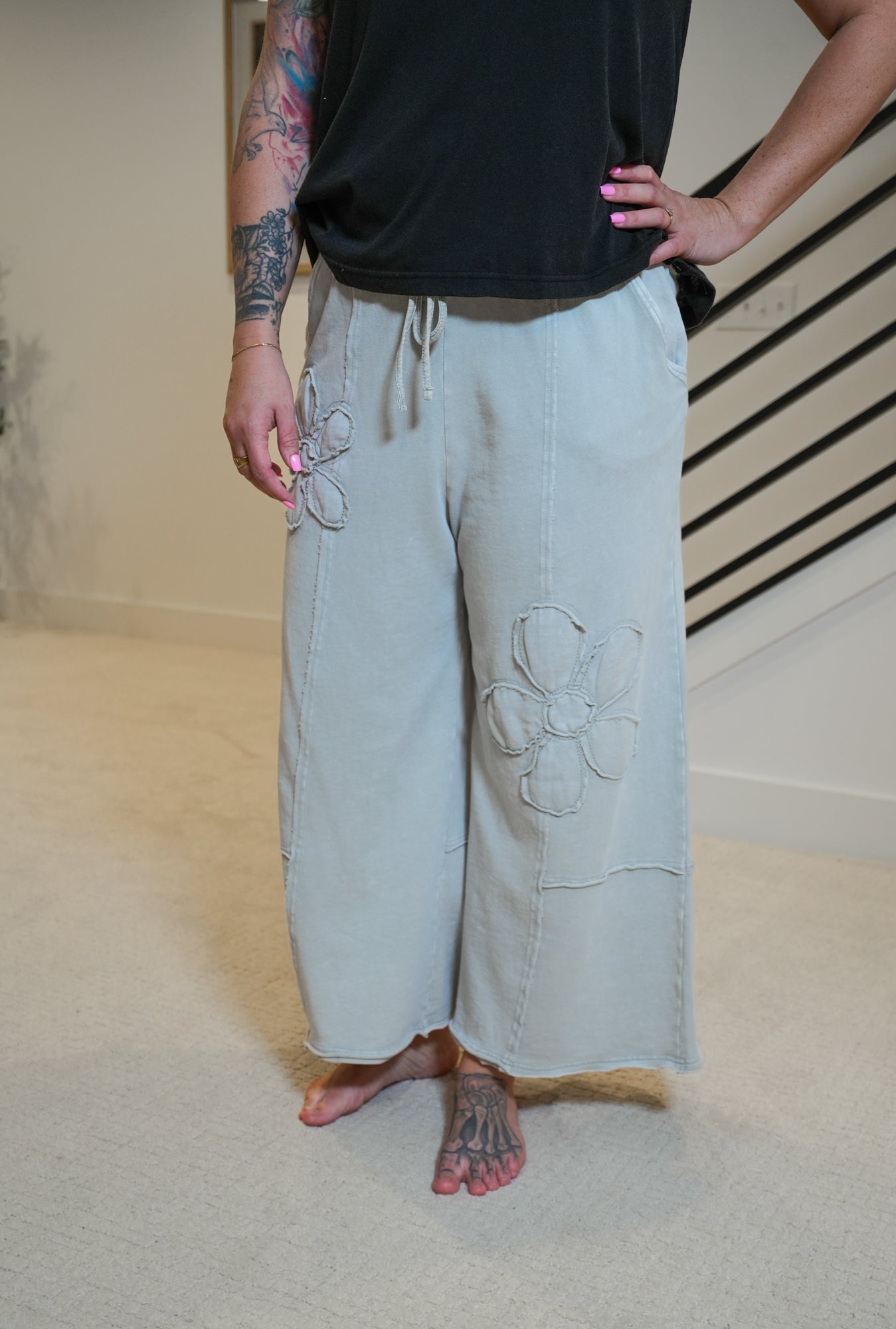 Flower Patch Mineral Washed Pants - Buttercup Lynne Boutique