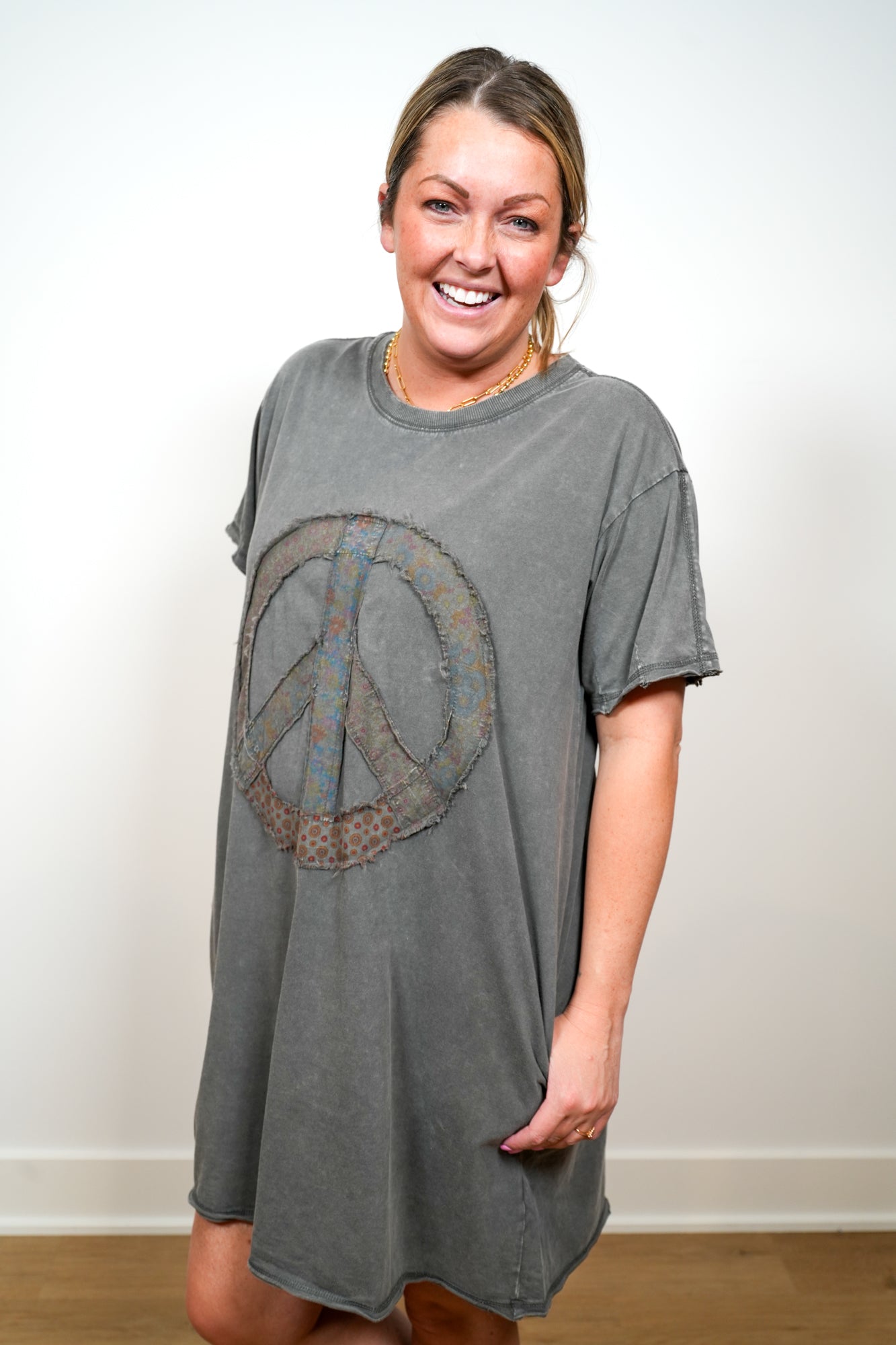 Peace For You Washed Cotton Tunic Dress - Buttercup Lynne Boutique