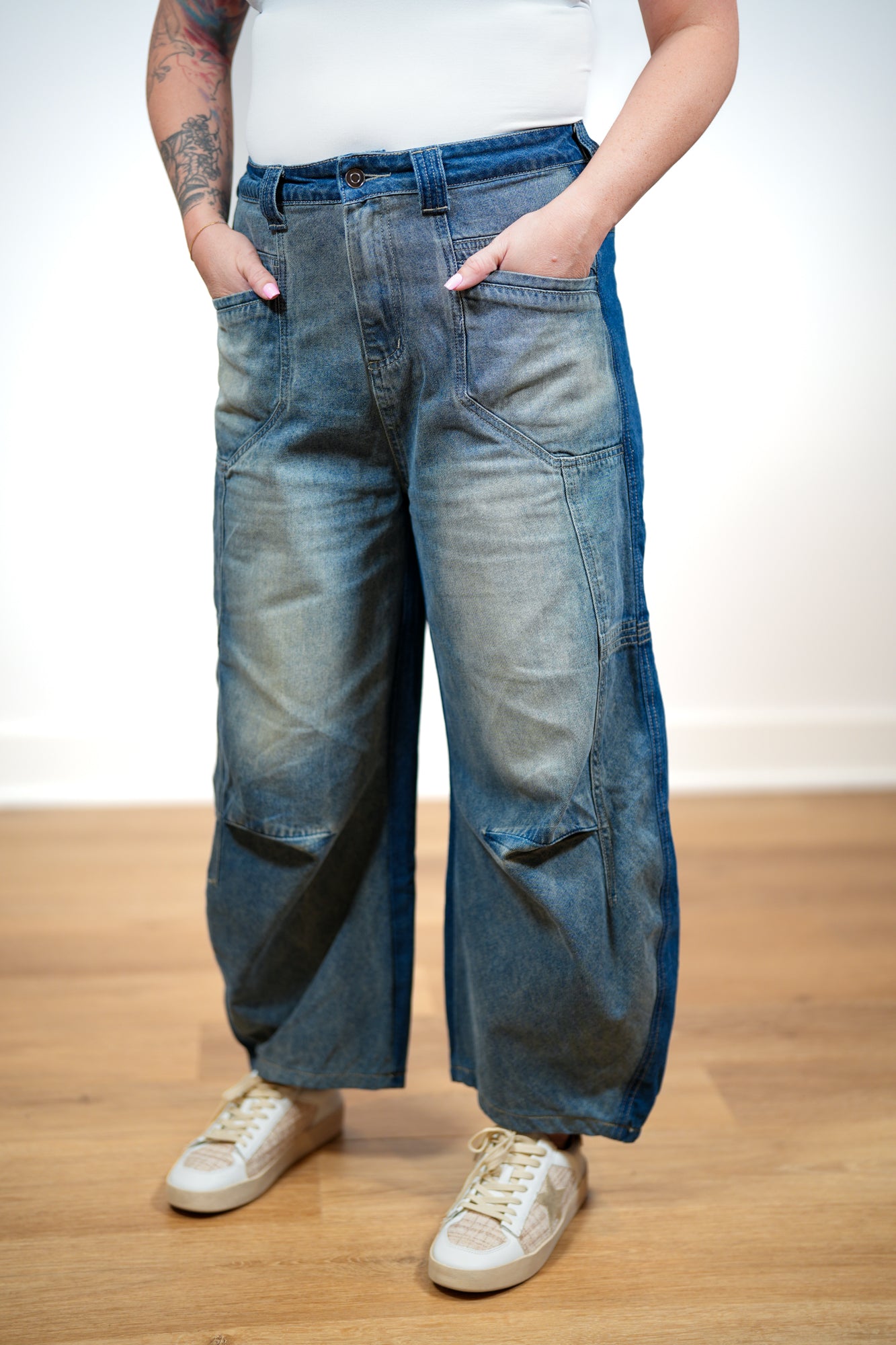 More Than You Two Tone Washed Jeans - Buttercup Lynne Boutique