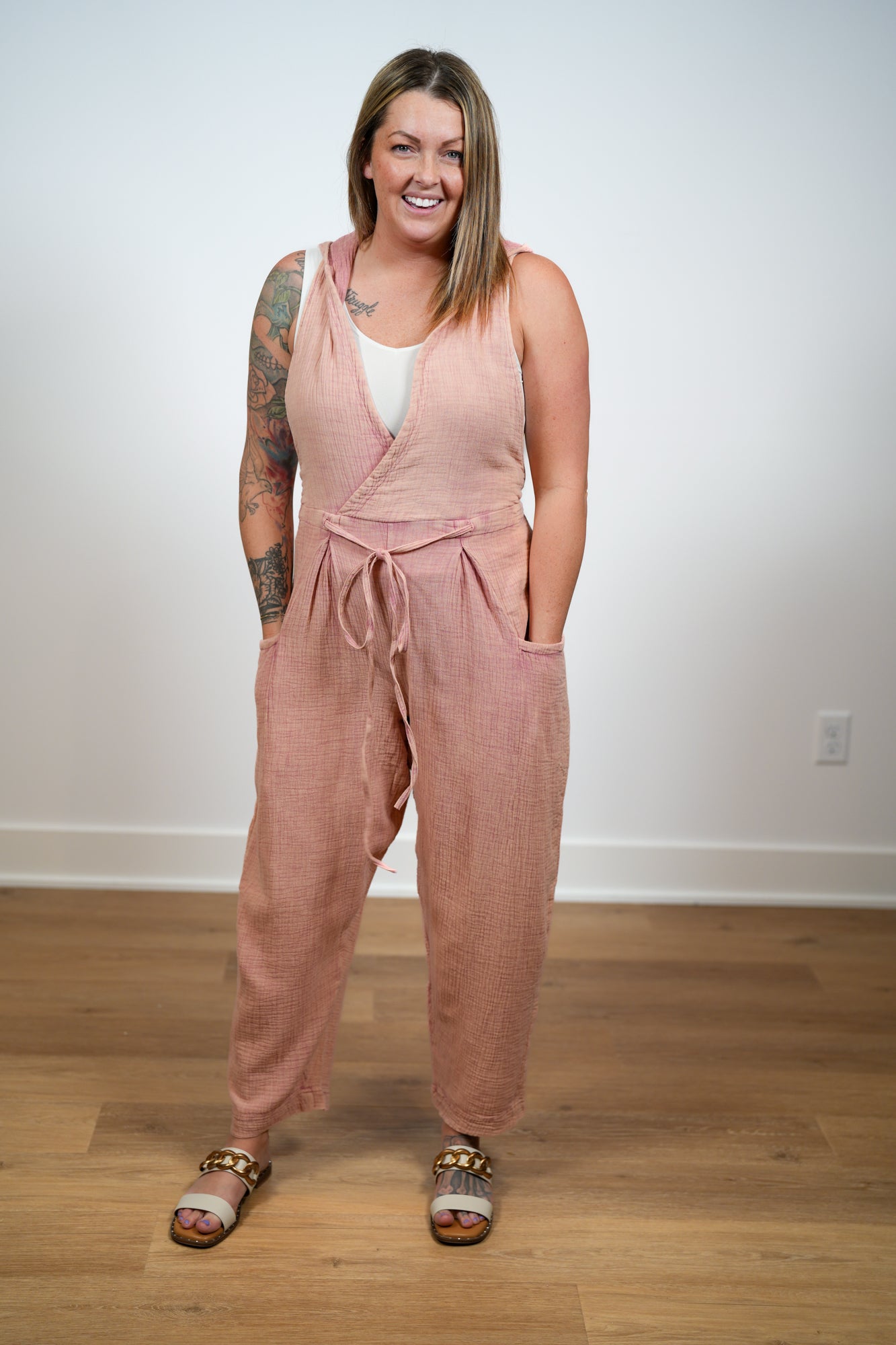 Check Me Out Washed Woven Jumpsuit - Buttercup Lynne Boutique