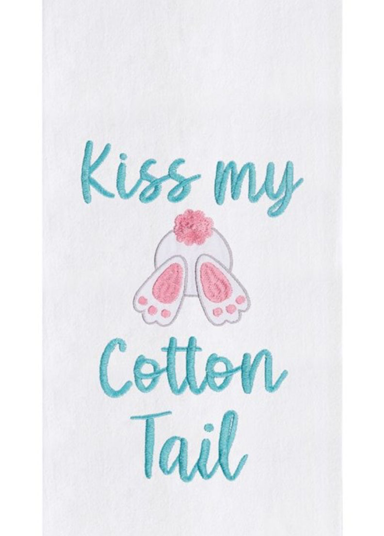 Kiss my Cotton Tail - Embroidered Flour Sack Towel - Buttercup Lynne Boutique