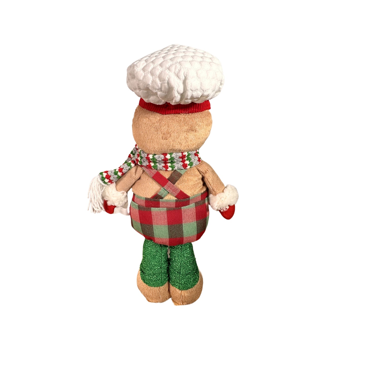 Gingerbread Boy and Girl Plush Set - 18" Baker Boy with Plaid Bottoms and Peppermint Buttons, 22" Girl in Plaid Dress with Adorable Pom Pom Beanie