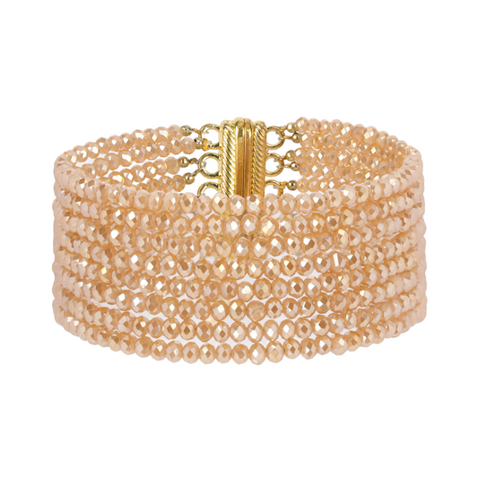 Meghan 5 Strand Crystal Bracelet - Pink or Taupe