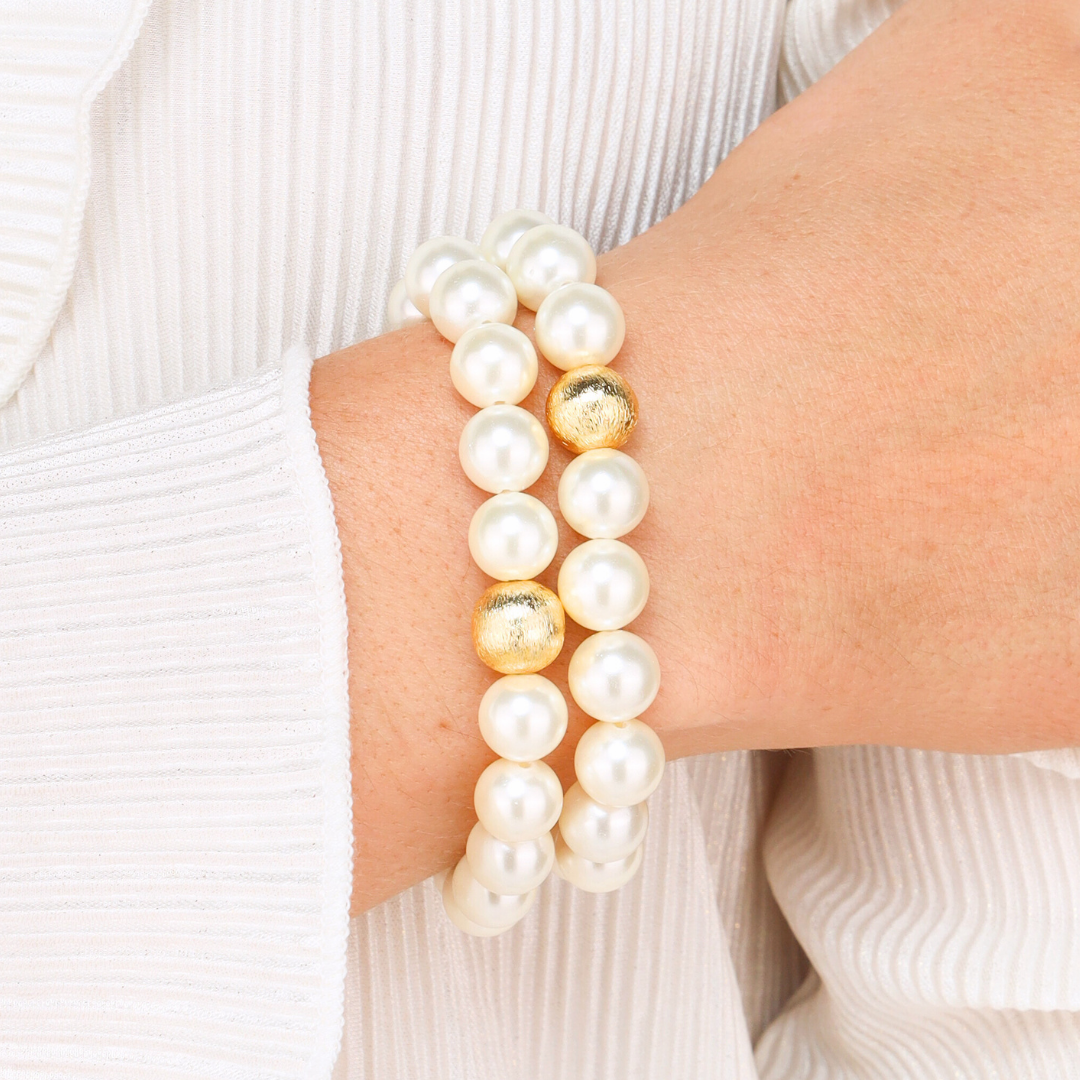 WHITE PEARL MALA BEADED BRACELET