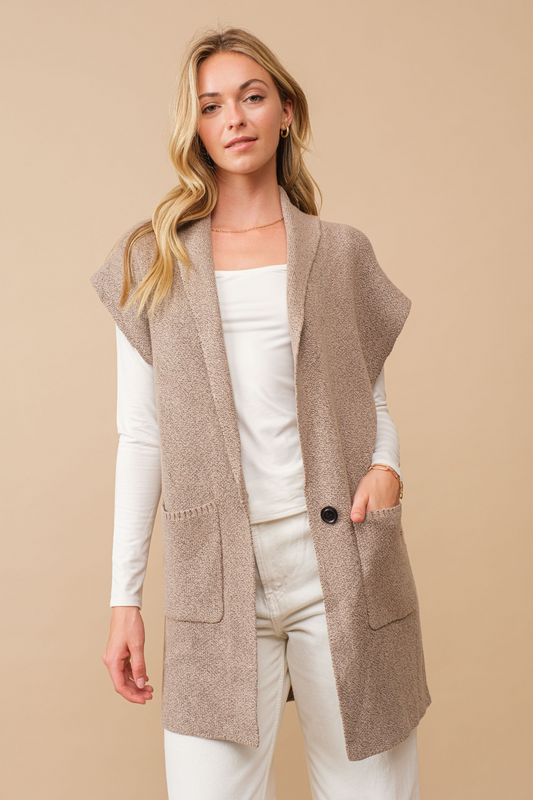 Three Words Sleeveless Cardigan