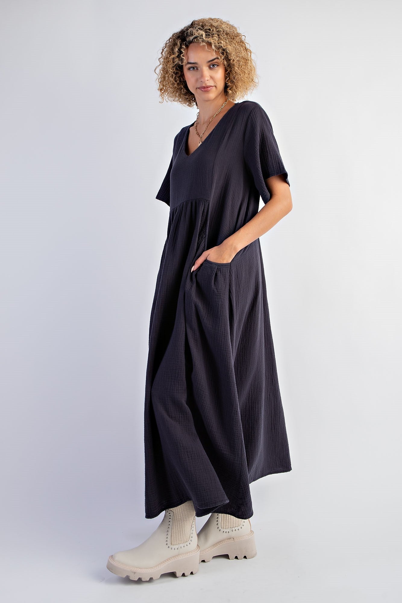 Soft Washed Cotton Gauze Maxi Dress