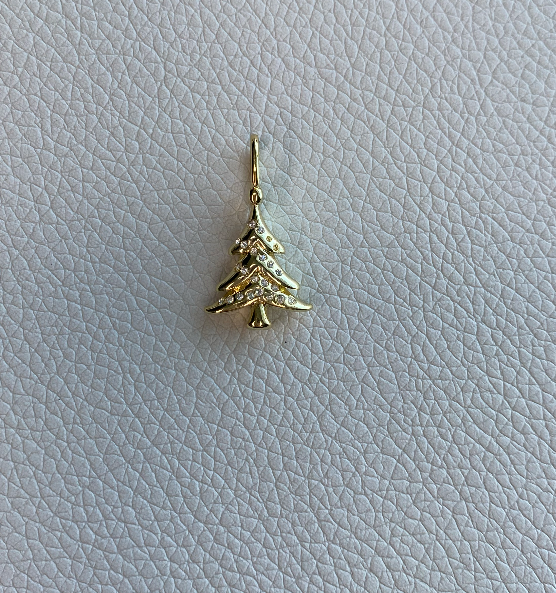 Christmas Tree Charm in Bright White Crystal