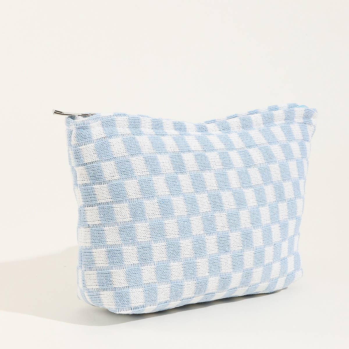 Checkered Cosmetic Makeup Pouch Clutch Bag