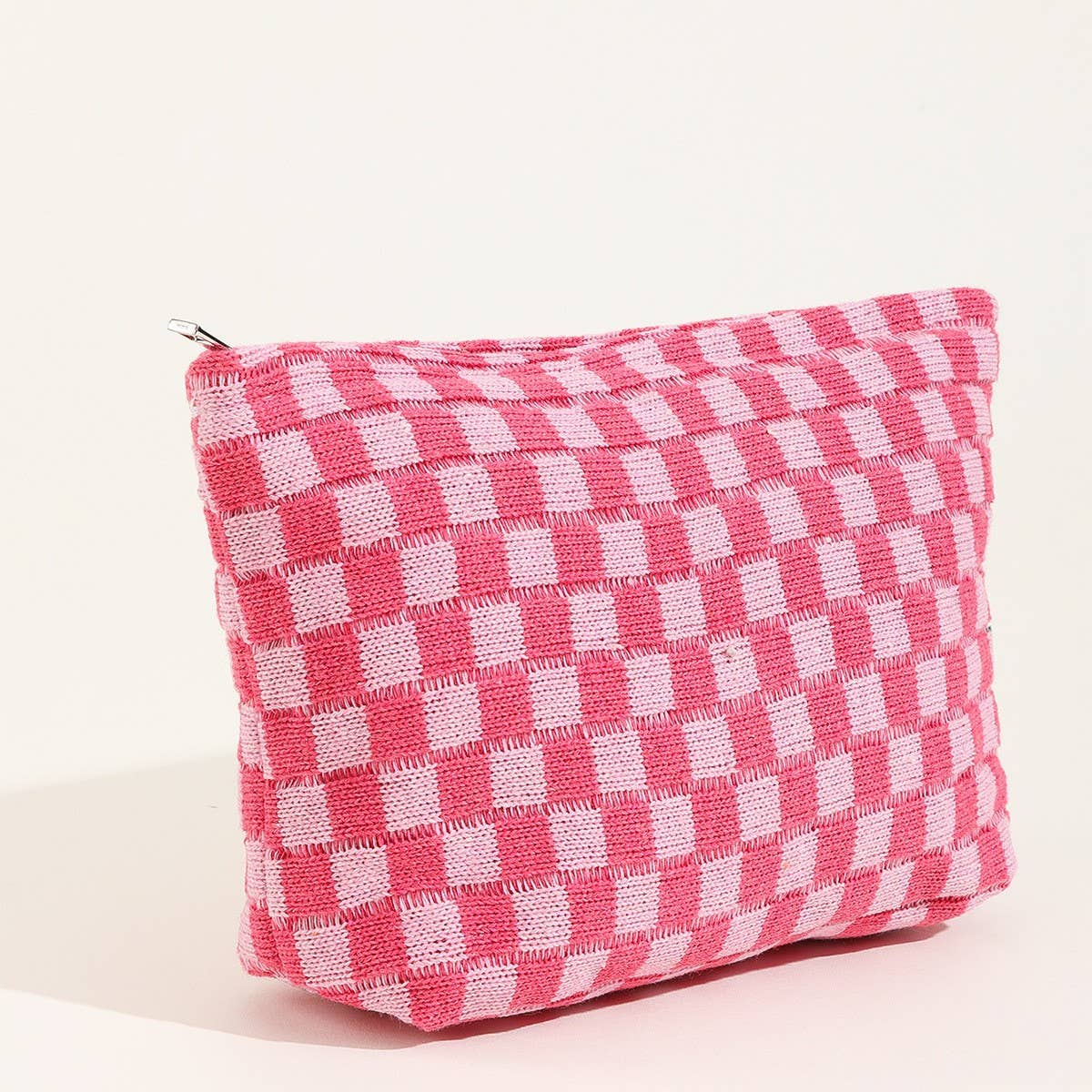 Checkered Cosmetic Makeup Pouch Clutch Bag