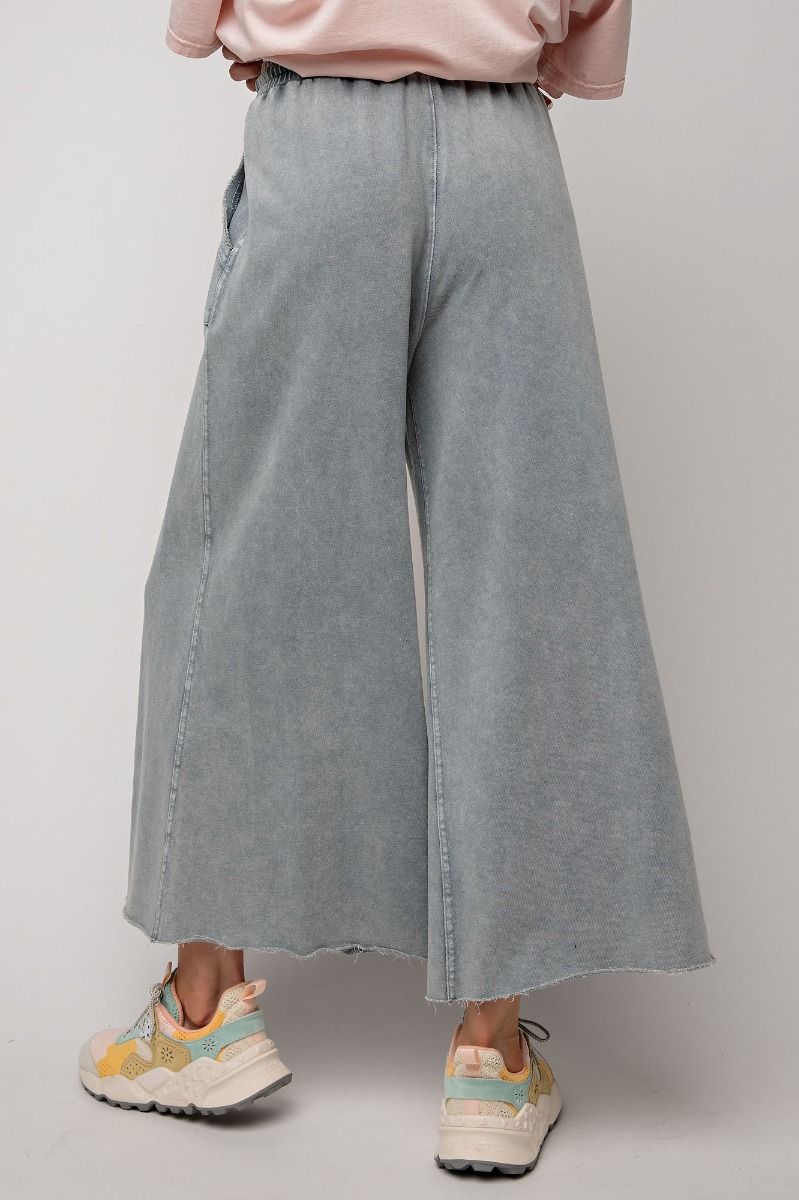 Washed Terry Knit - Wide Pants - Teal