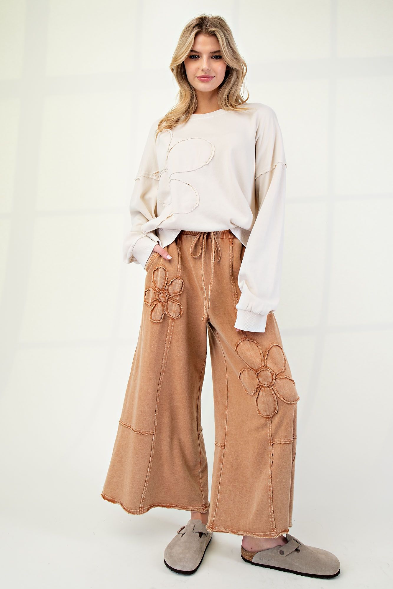 Flower Patch Mineral Washed Pants - Buttercup Lynne Boutique