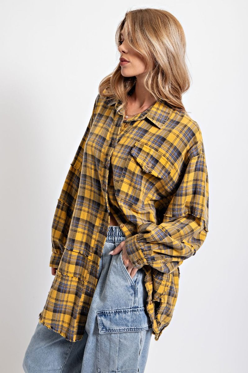 Mineral Washed Plaid Shirt