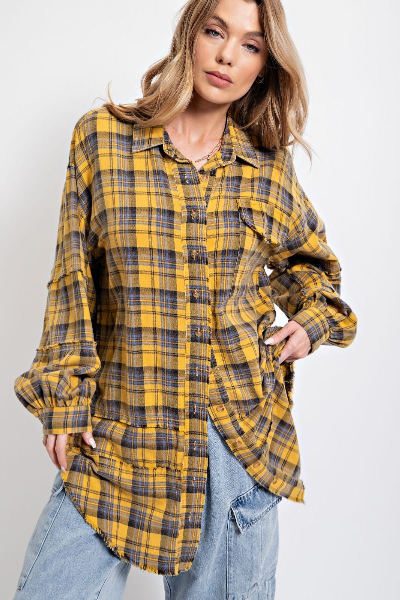 Mineral Washed Plaid Shirt