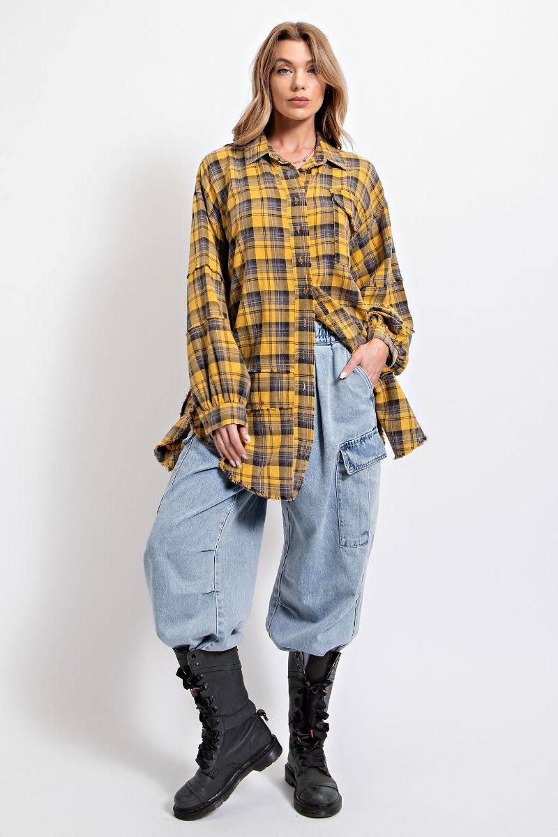 Mineral Washed Plaid Shirt