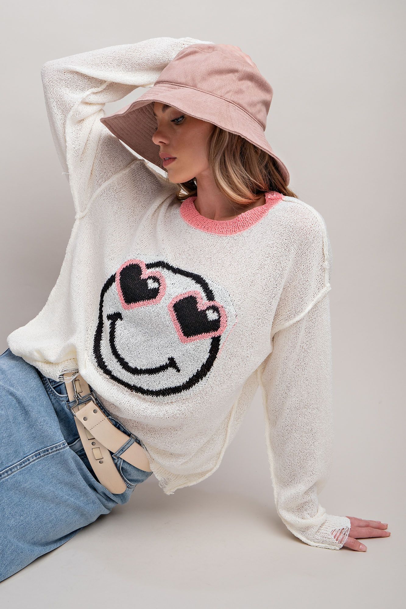 Smiley Face Knitted Sweater - Regular Size