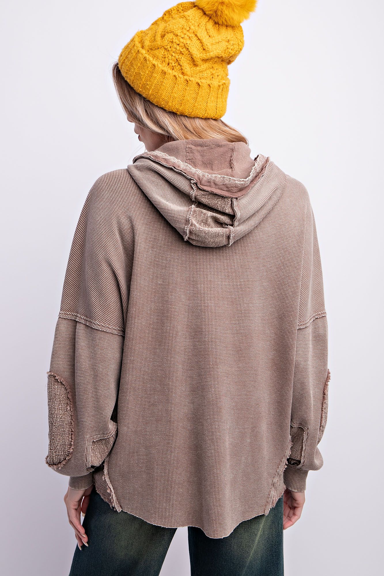 Washed Thermal Button-Down Hoodie