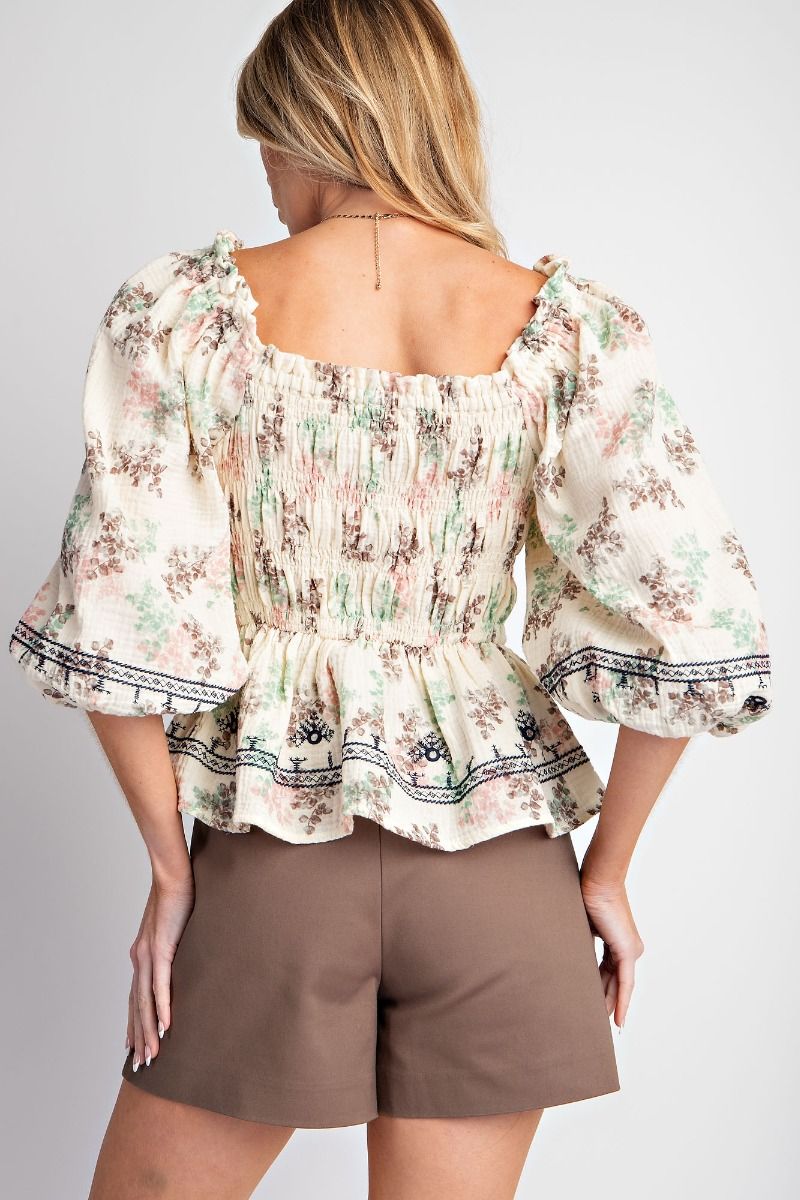 Floral Cotton Gauze Top