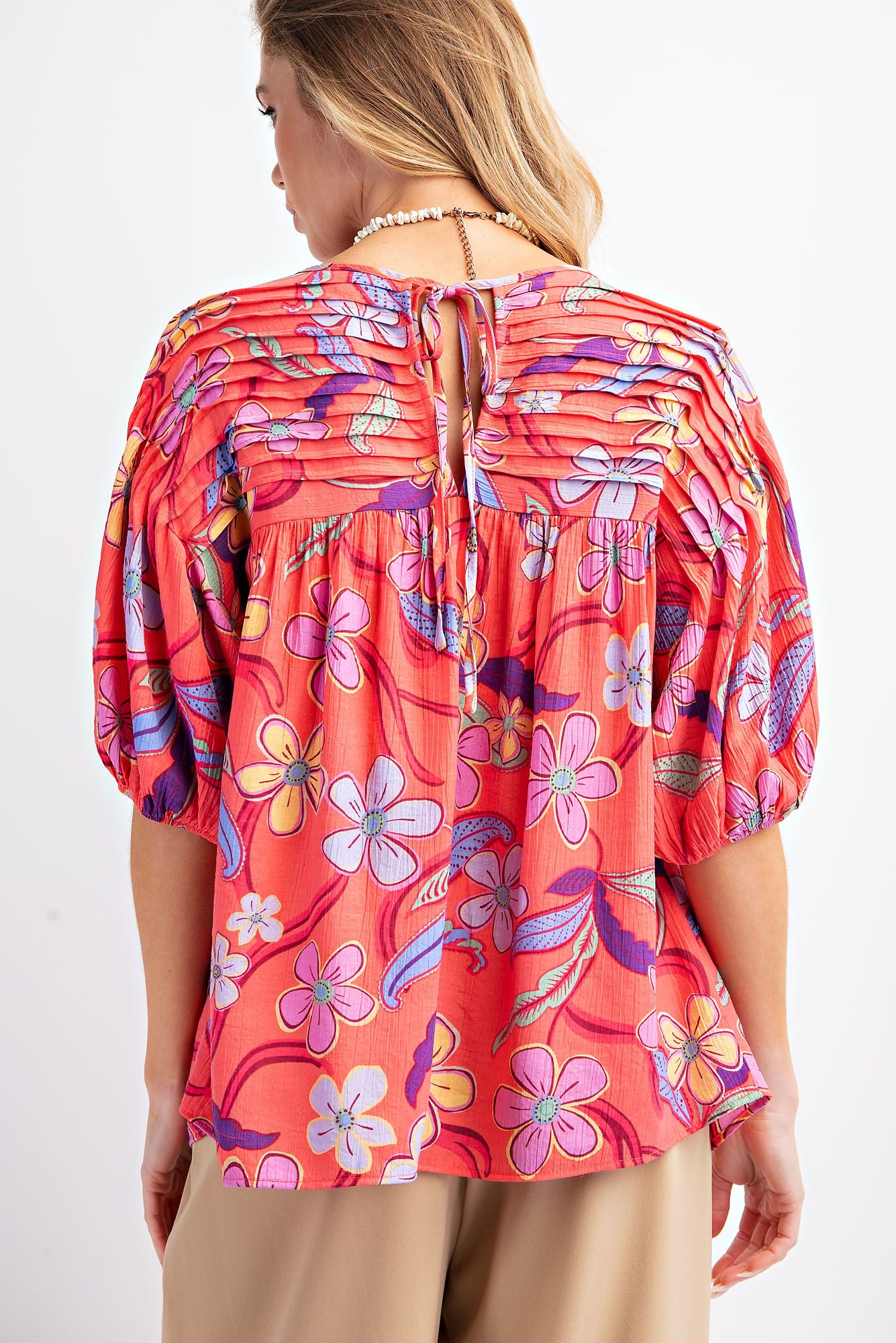 Peach Blossom Pintuck Tunic