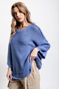 Sweater Boxy Knitted Dolman Sleeve Oversized – Regular and Plus - Black, Caramel and Peri Blue