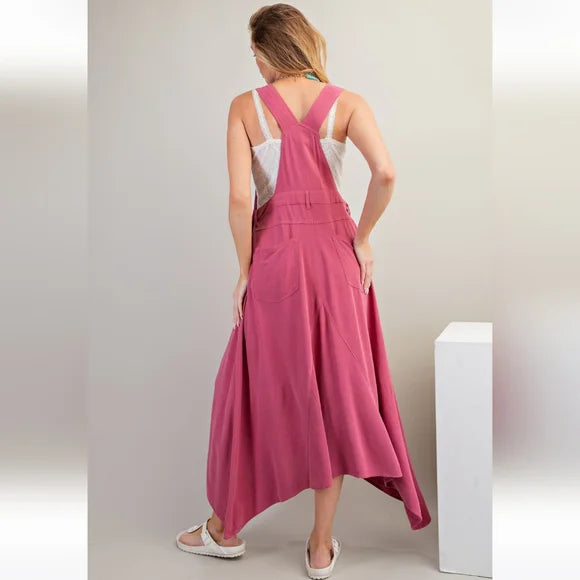 Poly Linen Jumpsuit Dress in Dried Rose