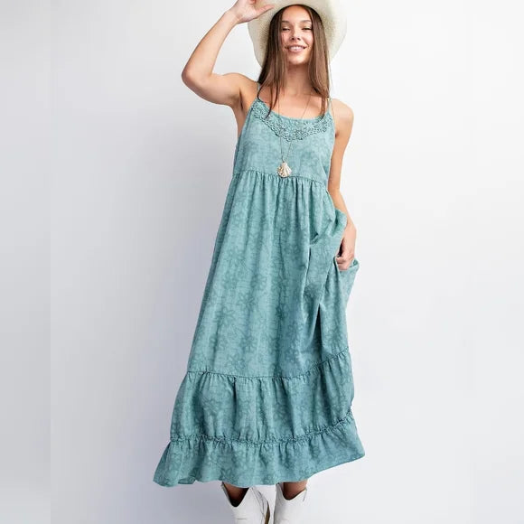 Mineral Washed Cami Dress in Pacific Ocean Hues