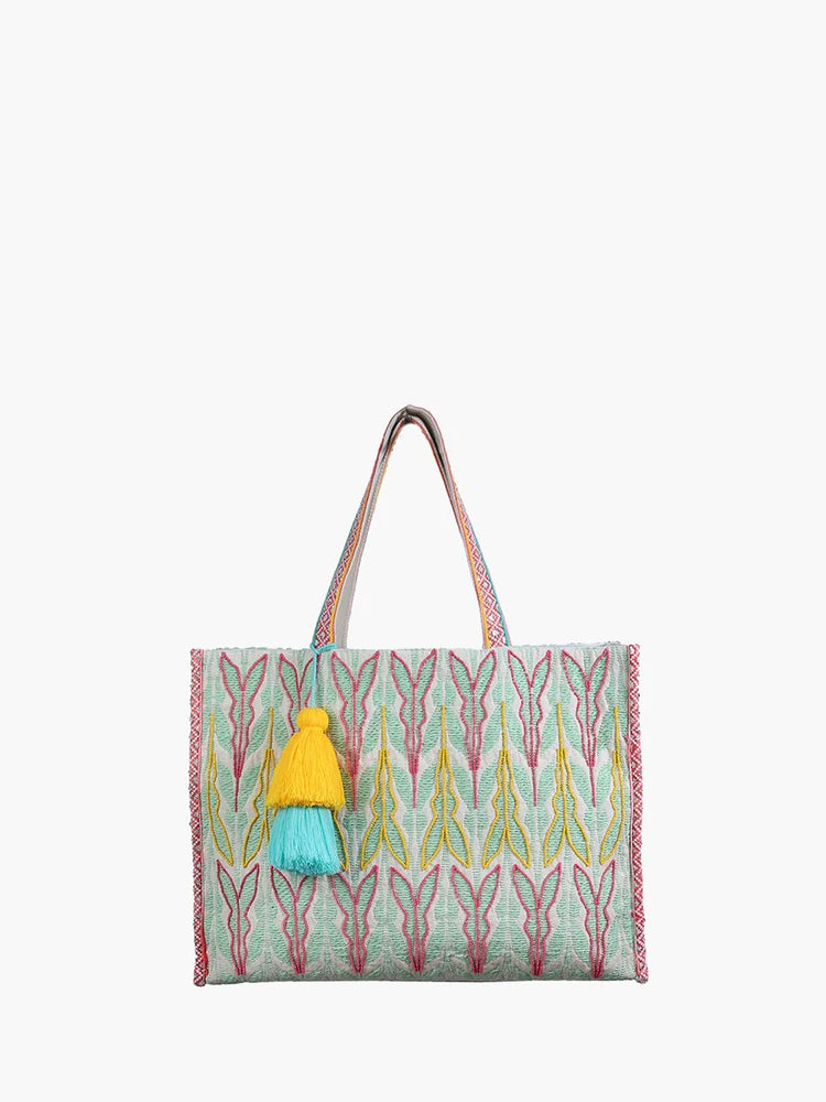 Boho Tote - Sage and Pink